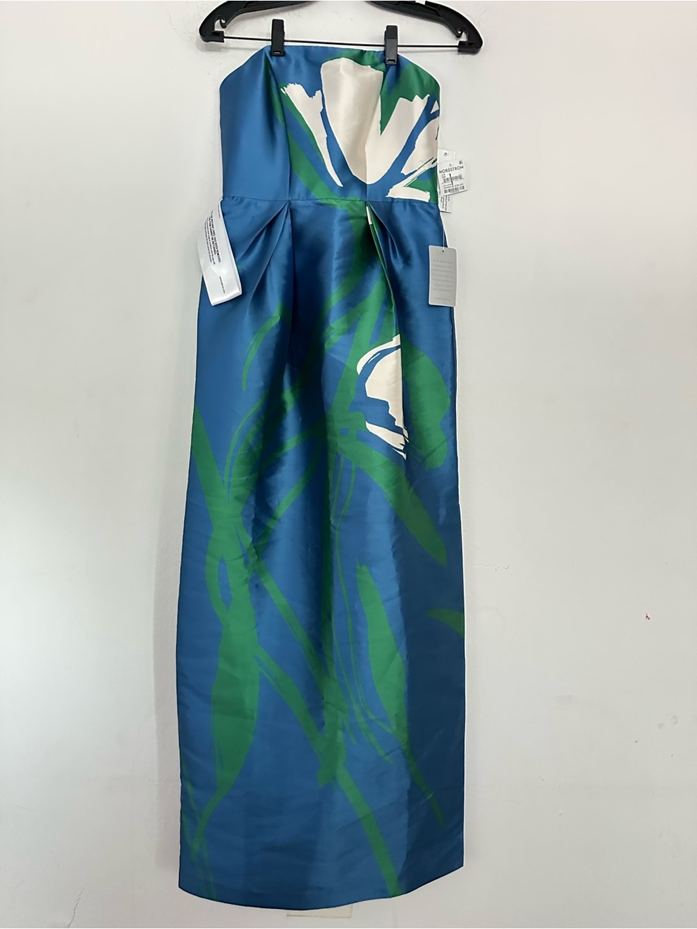 Kay Unger Marisol Strapless Blue Floral Print Evening Gown - Picture 5 of 10